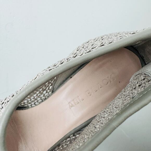 All Black Gray Woven Knit Heeled Ankle Boots Women’s Size 7.5 - Picture 9 of 10